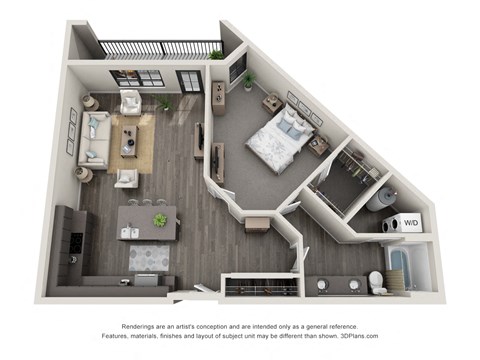 1 bed 1 bath floor plan I at 5300 Centre, St. Peters, MO